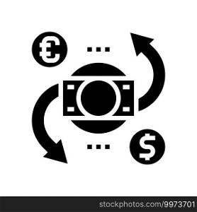currency exchange and converter glyph icon vector. currency exchange and converter sign. isolated contour symbol black illustration. currency exchange and converter glyph icon vector illustration