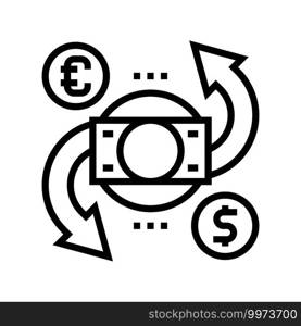 currency exchange and converter line icon vector. currency exchange and converter sign. isolated contour symbol black illustration. currency exchange and converter line icon vector illustration