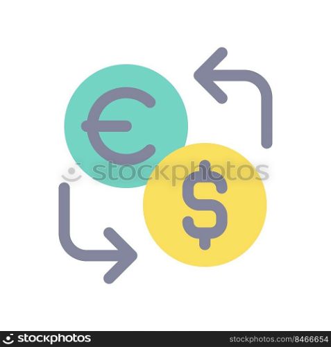 Currency exchange flat color ui icon. Financial operation. Money value. Foreign currency. Simple filled element for mobile app. Colorful solid pictogram. Vector isolated RGB illustration. Currency exchange flat color ui icon