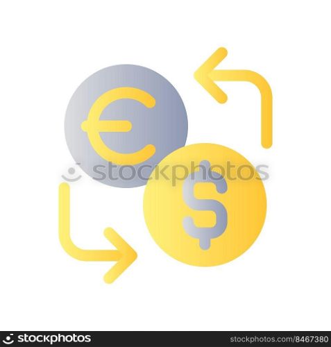 Currency exchange flat gradient color ui icon. Financial operation. Money value. Foreign currency. Simple filled pictogram. GUI, UX design for mobile application. Vector isolated RGB illustration. Currency exchange flat gradient color ui icon