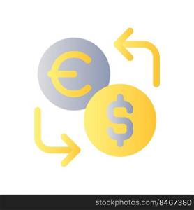 Currency exchange flat gradient color ui icon. Financial operation. Money value. Foreign currency. Simple filled pictogram. GUI, UX design for mobile application. Vector isolated RGB illustration. Currency exchange flat gradient color ui icon