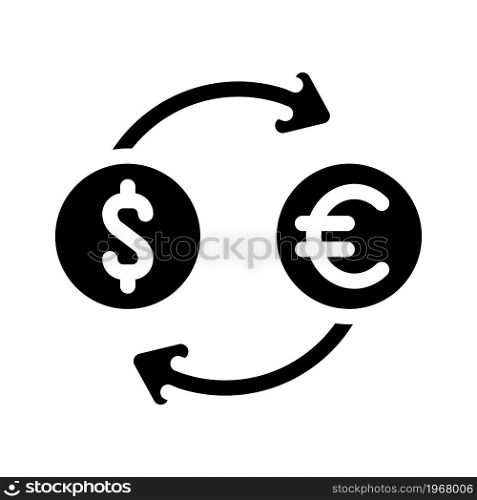 currency exchange glyph icon vector. currency exchange sign. isolated contour symbol black illustration. currency exchange glyph icon vector illustration