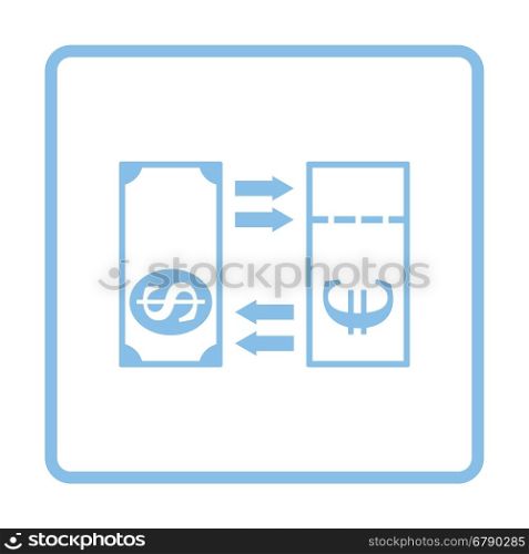 Currency exchange icon. Blue frame design. Vector illustration.