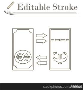 Currency Exchange Icon. Editable Stroke Simple Design. Vector Illustration.