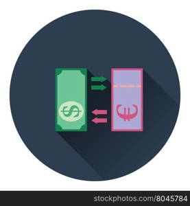 Currency exchange icon. Flat color design. Vector illustration.