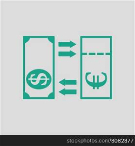 Currency exchange icon. Gray background with green. Vector illustration.
