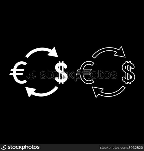 Currency exchange icon set white color vector illustration flat style simple image outline