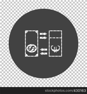Currency exchange icon. Subtract stencil design on tranparency grid. Vector illustration.