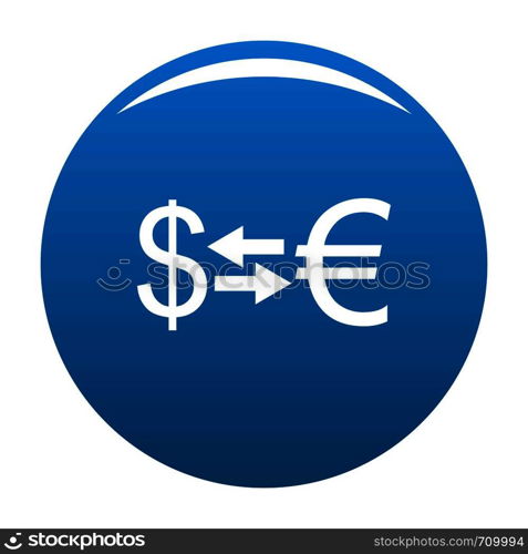 Currency exchange icon vector blue circle isolated on white background . Currency exchange icon blue vector