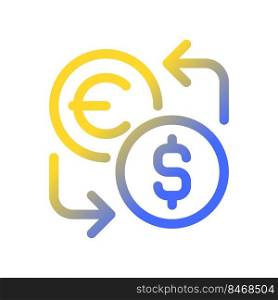 Currency exchange pixel perfect gradient linear ui icon. Financial operation. Foreign currency. Line color user interface symbol. Modern style pictogram. Vector isolated outline illustration. Currency exchange pixel perfect gradient linear ui icon