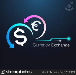 currency exchange sign board and icon design.