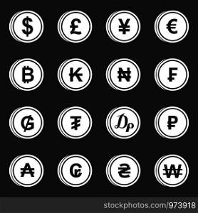 Currency from different countries icons set vector white isolated on grey background . Currency from different countries icons set grey vector