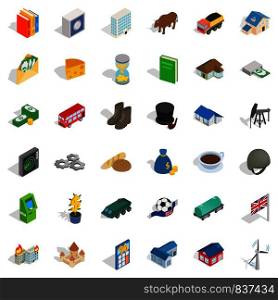 Currency icons set. Isometric style of 36 currency vector icons for web isolated on white background. Currency icons set, isometric style