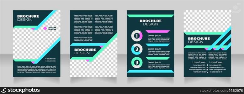 Currency inflation turquoise blank brochure design. Template set with copy space for text. Premade corporate reports collection. Editable 4 paper pages. Syncopate, Poller One, Arial Regular fonts used. Currency inflation turquoise blank brochure design