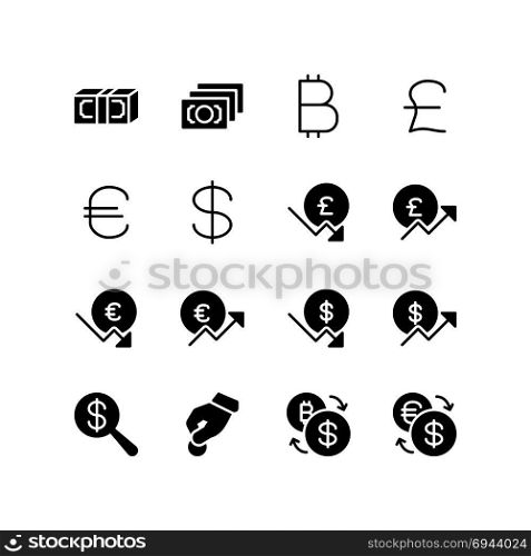 Currency sign and symbols icon set