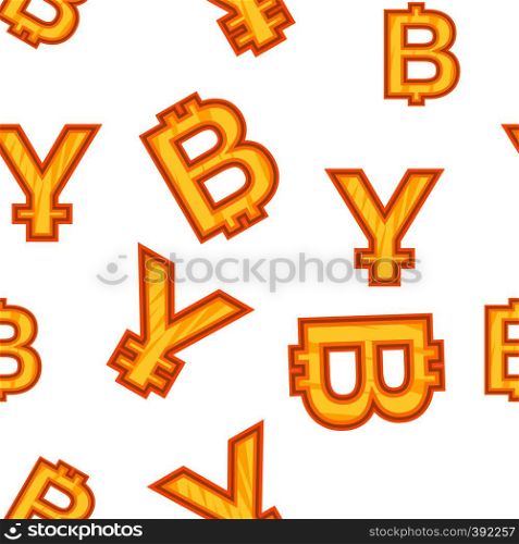 Currency signs pattern. Cartoon illustration of currency signs vector pattern for web. Currency signs pattern, cartoon style