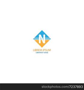 Currency symbol letter N logo design concept in orange and blue colors