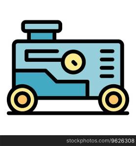 Current generator icon outline vector. Power engine. Gas portable color flat. Current generator icon vector flat