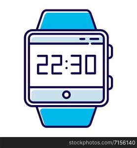 Current time smartwatch function color icon. Fitness wristband capability. Modern device. Clock, time measurement. Hours, minutes and seconds counting. Isolated vector illustration
