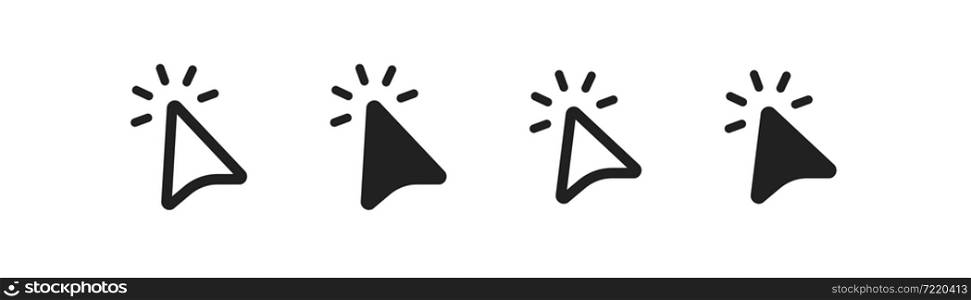 Cursor arrow icon set. Click mouse, wed button symbol in vector flat style.