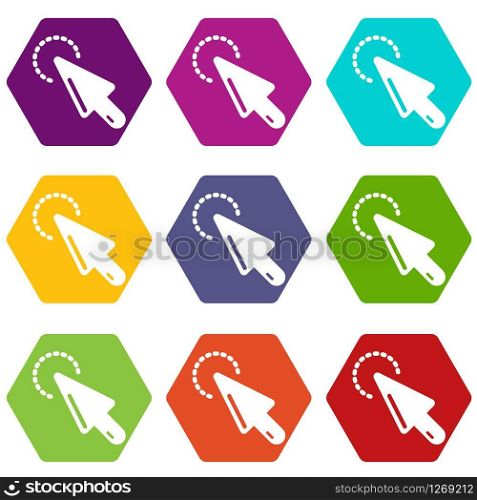 Cursor clean icons 9 set coloful isolated on white for web. Cursor clean icons set 9 vector