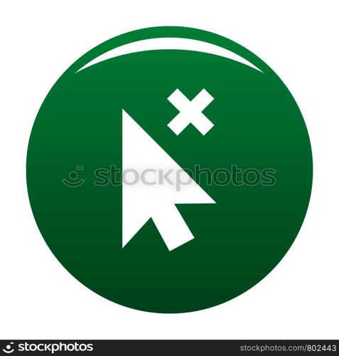 Cursor close element icon. Simple illustration of cursor close element vector icon for any design green. Cursor close element icon vector green