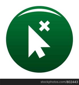 Cursor close element icon. Simple illustration of cursor close element vector icon for any design green. Cursor close element icon vector green