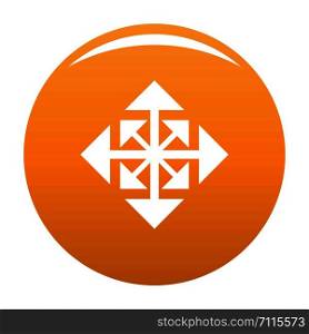 Cursor displacement arrow icon. Simple illustration of cursor displacement arrow vector icon for any design orange. Cursor displacement arrow icon vector orange