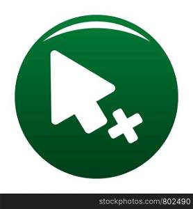 Cursor failure icon. Simple illustration of cursor failure vector icon for any design green. Cursor failure icon vector green
