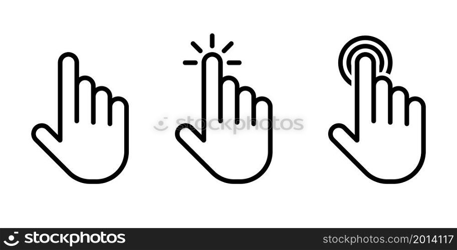 Cursor hand icon set line style