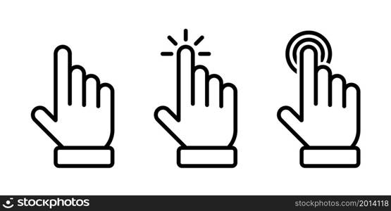 Cursor hand icon set line style