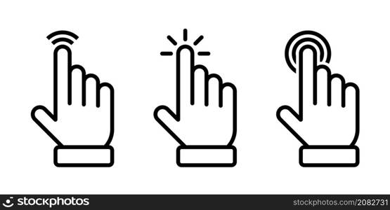 Cursor hand icon set line style