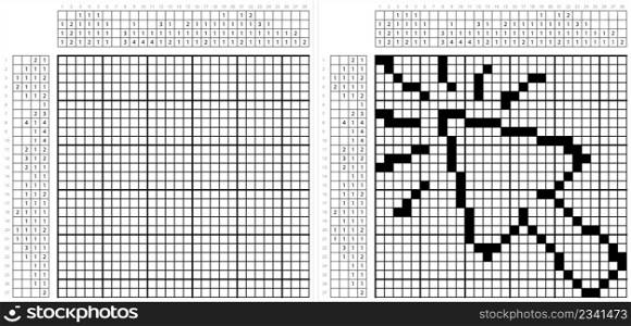 Cursor Icon Nonogram Pixel Art, Computer Cursor Icon, Pointer, User Interface Icon Vector Art Illustration, Logic Puzzle Game Griddlers, Pic-A-Pix, Picture Paint By Numbers, Picross