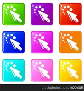 Cursor loading icons set 9 color collection isolated on white for any design. Cursor loading icons set 9 color collection