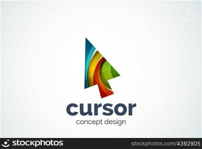 Cursor logo template, mouse pointer and arrow concept. Modern minimal design logotype created with geometric shapes - circles, overlapping elements