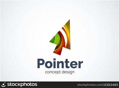 Cursor logo template, mouse pointer and arrow concept. Modern minimal design logotype created with geometric shapes - circles, overlapping elements