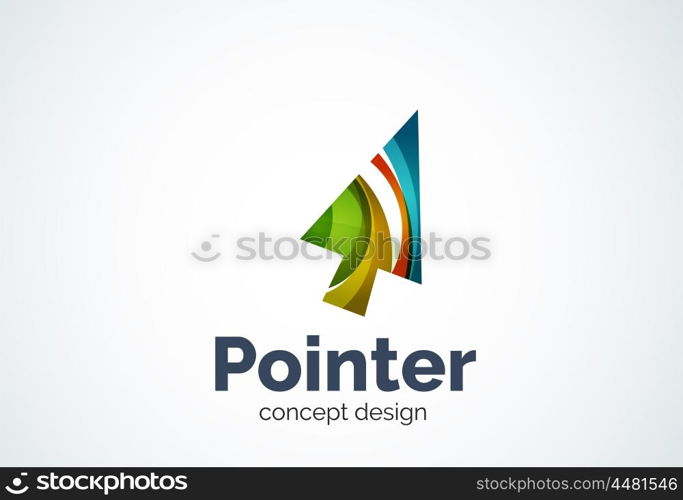 Cursor logo template, mouse pointer and arrow concept. Modern minimal design logotype created with geometric shapes - circles, overlapping elements