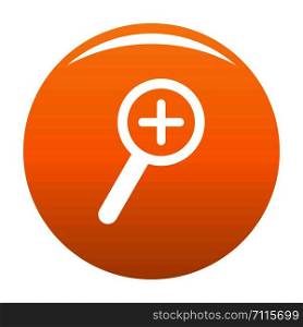 Cursor magnifier plus icon. Simple illustration of cursor magnifier plus vector icon for any design orange. Cursor magnifier plus icon vector orange
