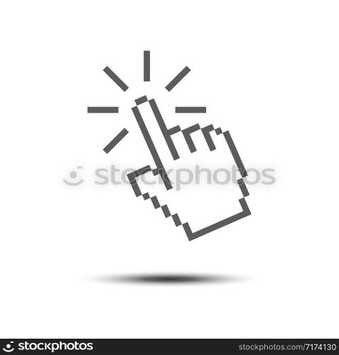 Cursor Pointer Icon Template. Click Finger Pixel Illustration Design.