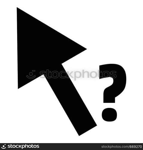 Cursor question icon. Simple illustration of cursor question vector icon for web. Cursor question icon, simple black style