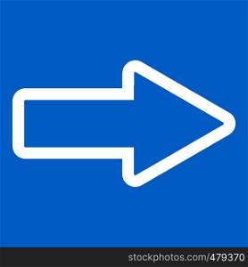 Cursor to right icon white isolated on blue background vector illustration. Cursor to right icon white