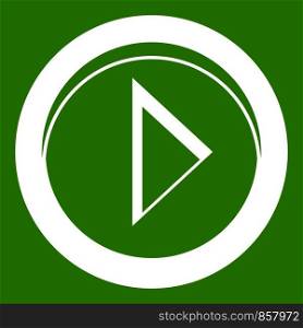 Cursor to right in circle icon white isolated on green background. Vector illustration. Cursor to right in circle icon green