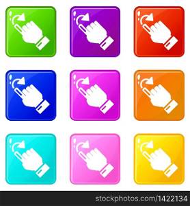 Cursor turn icons set 9 color collection isolated on white for any design. Cursor turn icons set 9 color collection
