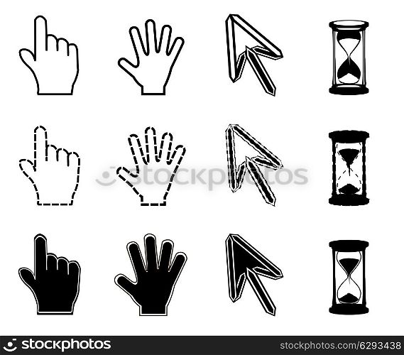 Cursors icons on white background
