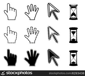 Cursors icons on white background