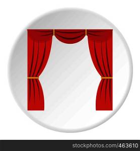 Curtain on stage icon in flat circle isolated vector illustration for web. Curtain on stage icon circle