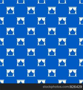 Curtain on stage pattern repeat seamless in blue color for any design. Vector geometric illustration. Curtain on stage pattern seamless blue