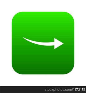 Curve arrow icon digital green for any design isolated on white vector illustration. Curve arrow icon digital green
