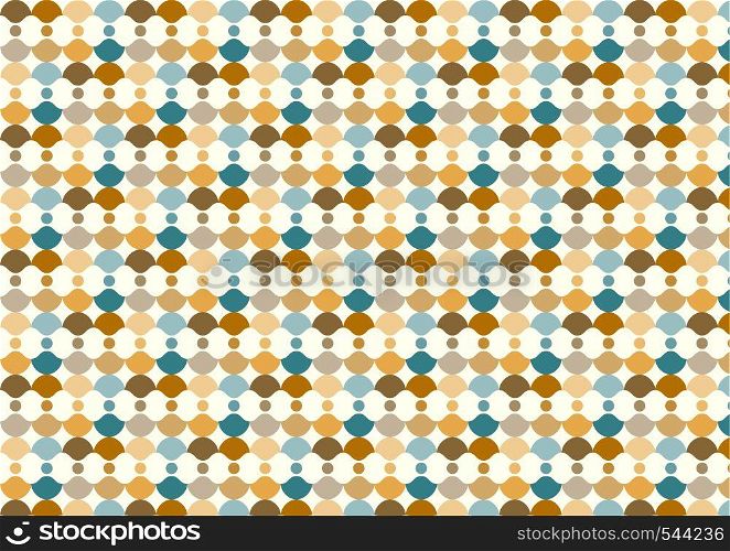Curve cup and circle pattern on pastel background. Retro and classic seamless pattern style for design.