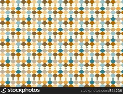 Curve cup and circle pattern on pastel background. Retro and classic seamless pattern style for design.